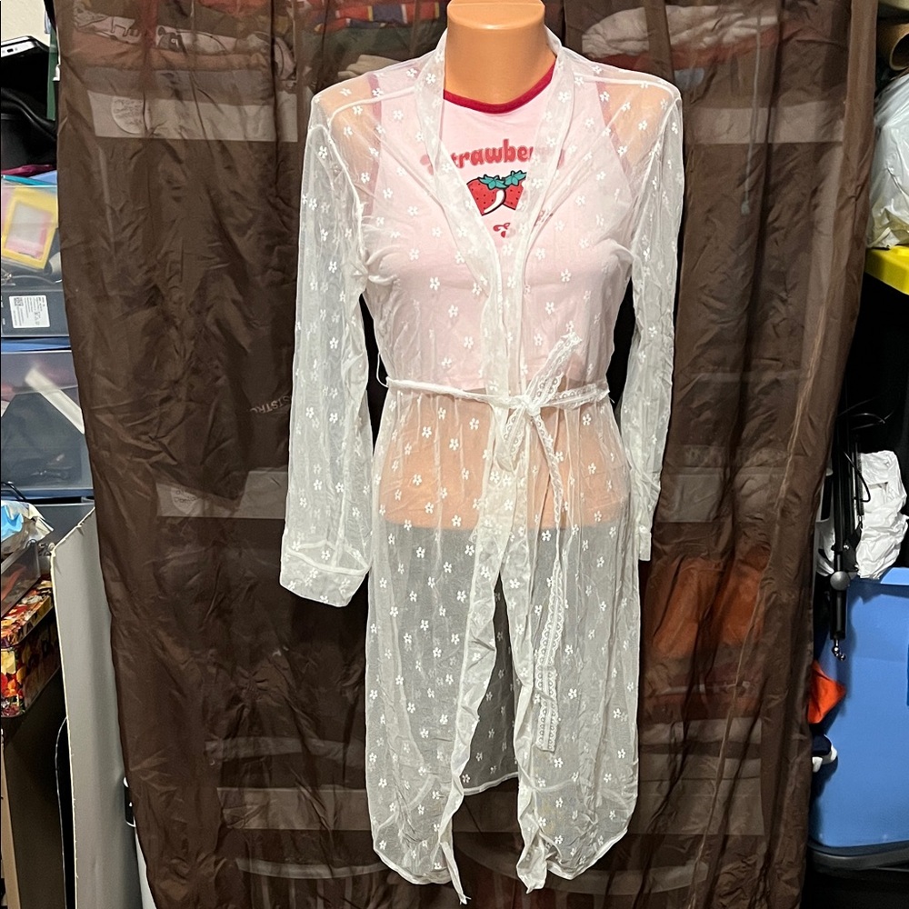 Elegant Sheer White Robe